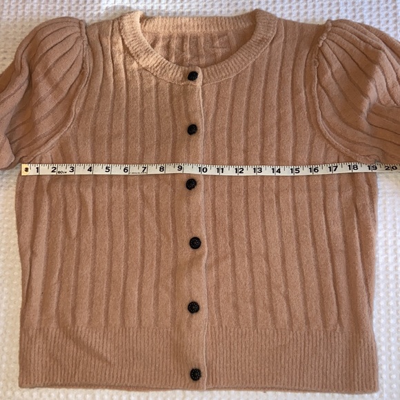 FREE PEOPLE SLOANE Short Elbow Sleeve Cardigan Size Small Peach Blush Pink NEW! - Picture 11 of 16